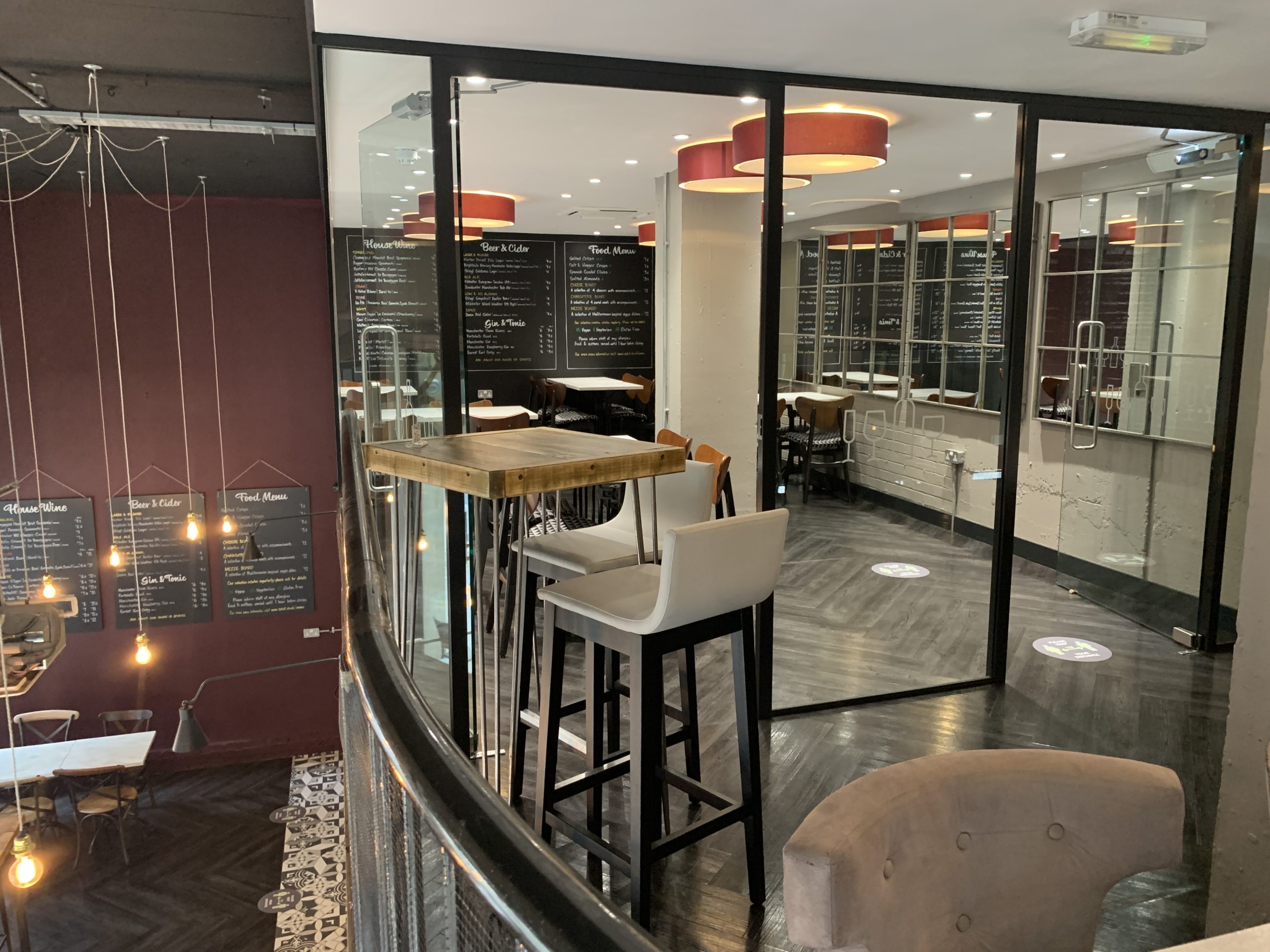 Mezzanine at Salut, showing the tasting room and a small part of the balcony